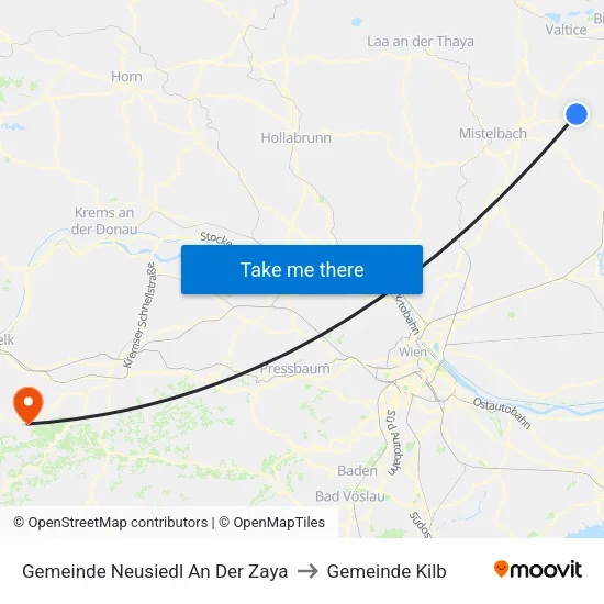 Gemeinde Neusiedl An Der Zaya to Gemeinde Kilb map