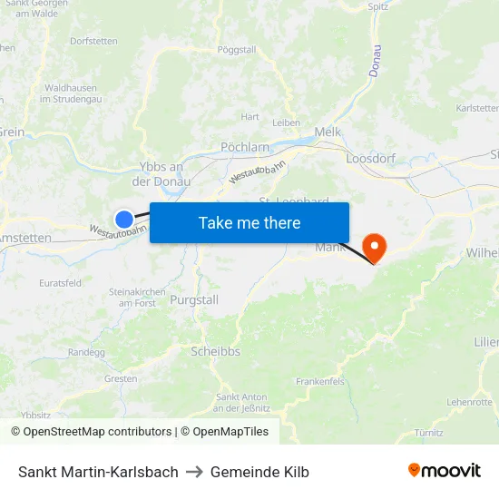 Sankt Martin-Karlsbach to Gemeinde Kilb map