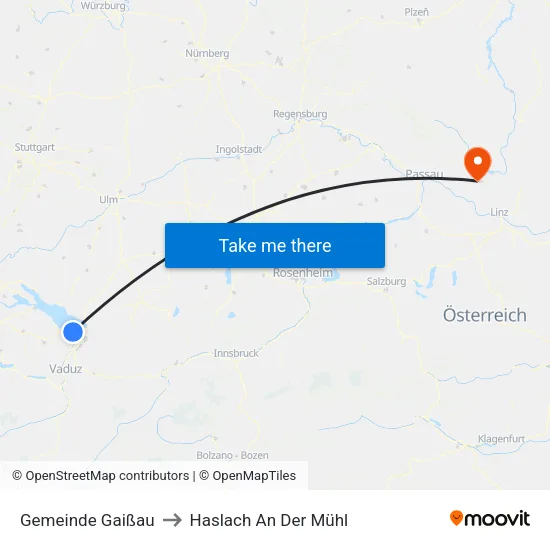 Gemeinde Gaißau to Haslach An Der Mühl map