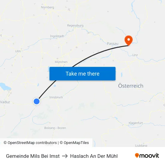 Gemeinde Mils Bei Imst to Haslach An Der Mühl map