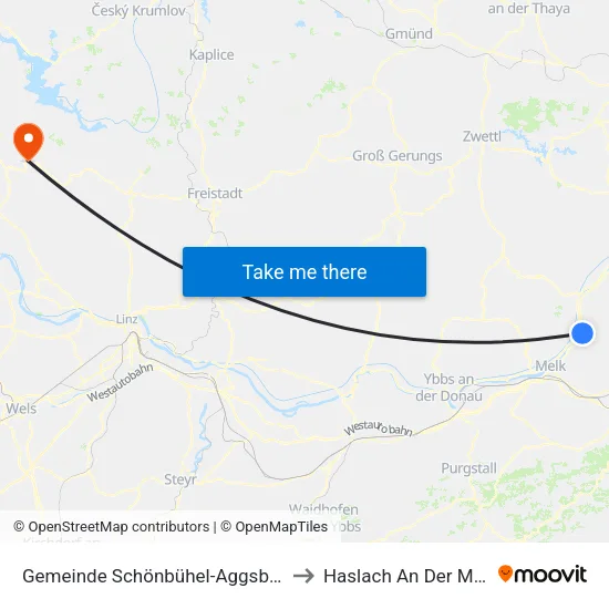 Gemeinde Schönbühel-Aggsbach to Haslach An Der Mühl map