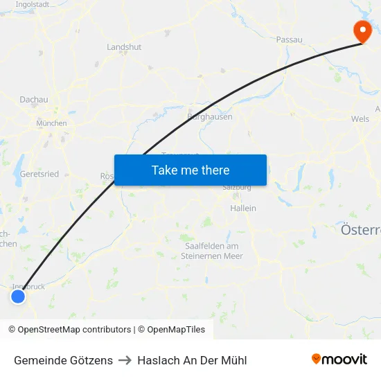 Gemeinde Götzens to Haslach An Der Mühl map