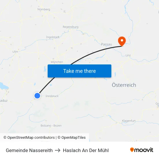 Gemeinde Nassereith to Haslach An Der Mühl map