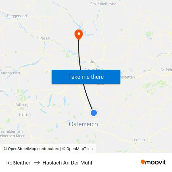 Roßleithen to Haslach An Der Mühl map