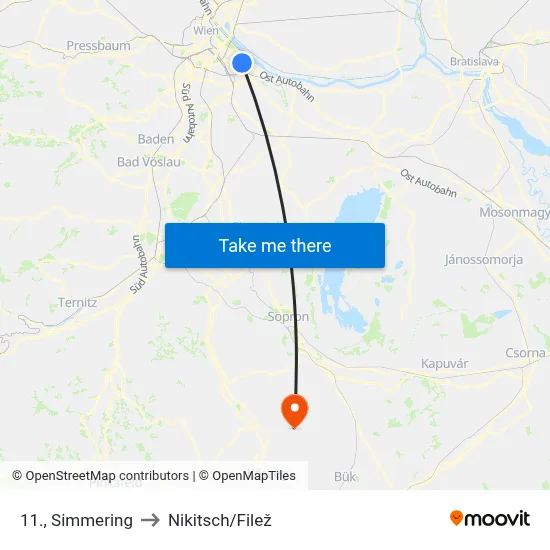 11., Simmering to Nikitsch/Filež map