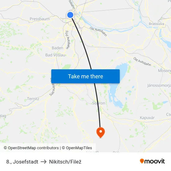 8., Josefstadt to Nikitsch/Filež map
