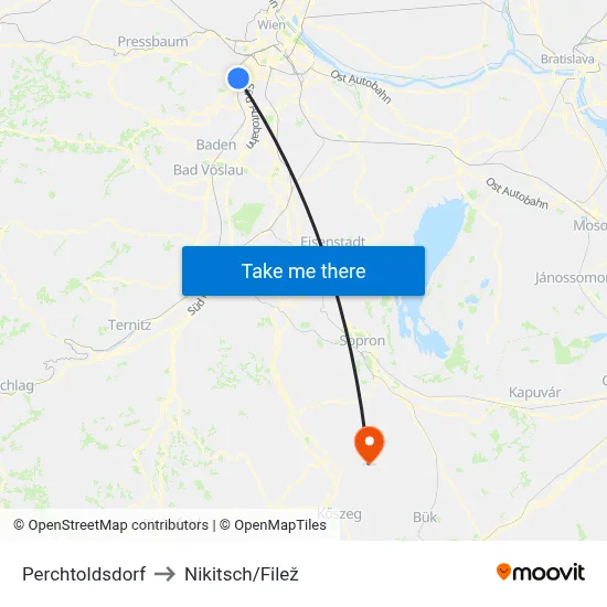 Perchtoldsdorf to Nikitsch/Filež map