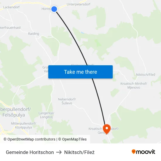 Gemeinde Horitschon to Nikitsch/Filež map