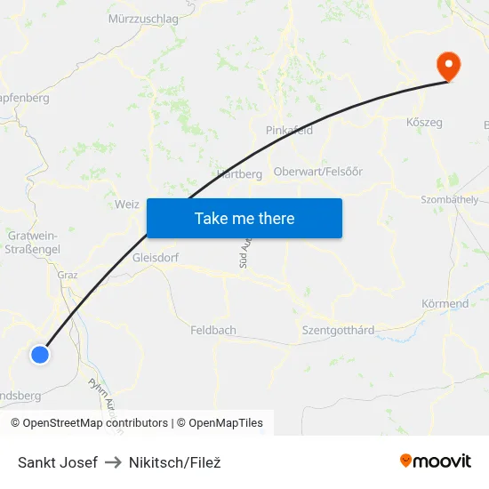 Sankt Josef to Nikitsch/Filež map