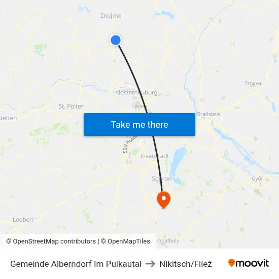 Gemeinde Alberndorf Im Pulkautal to Nikitsch/Filež map