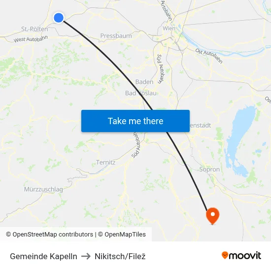 Gemeinde Kapelln to Nikitsch/Filež map