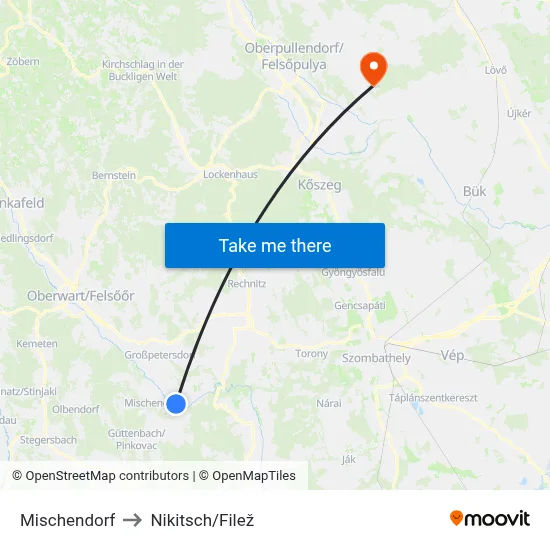 Mischendorf to Nikitsch/Filež map