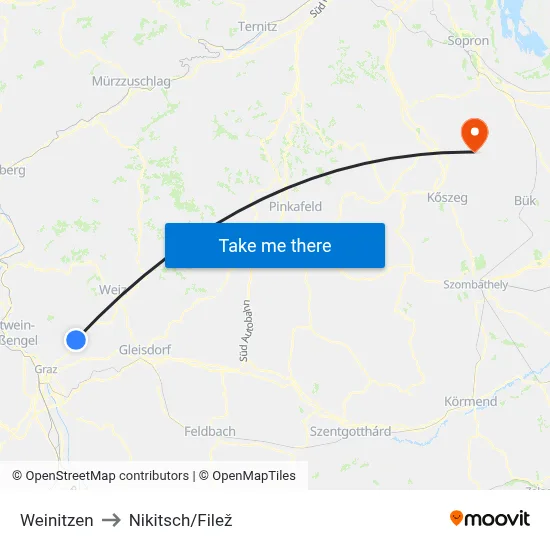 Weinitzen to Nikitsch/Filež map