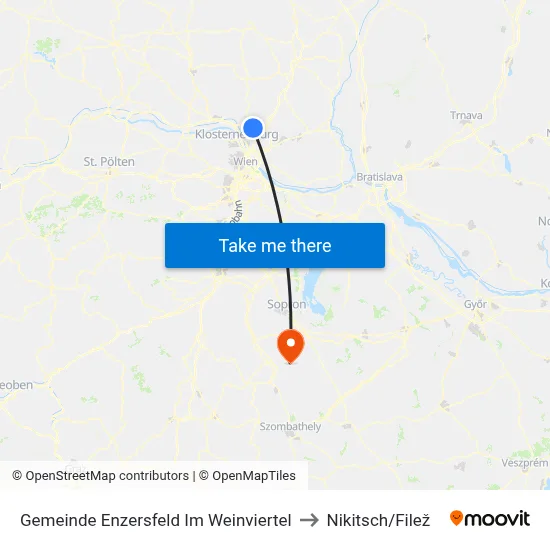 Gemeinde Enzersfeld Im Weinviertel to Nikitsch/Filež map