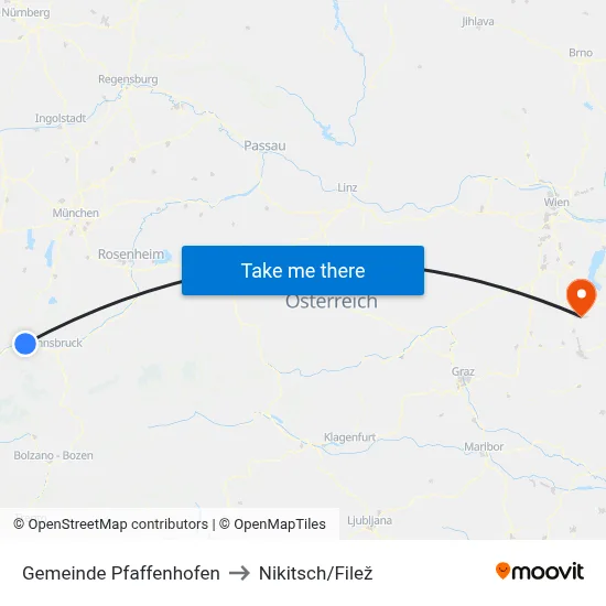 Gemeinde Pfaffenhofen to Nikitsch/Filež map