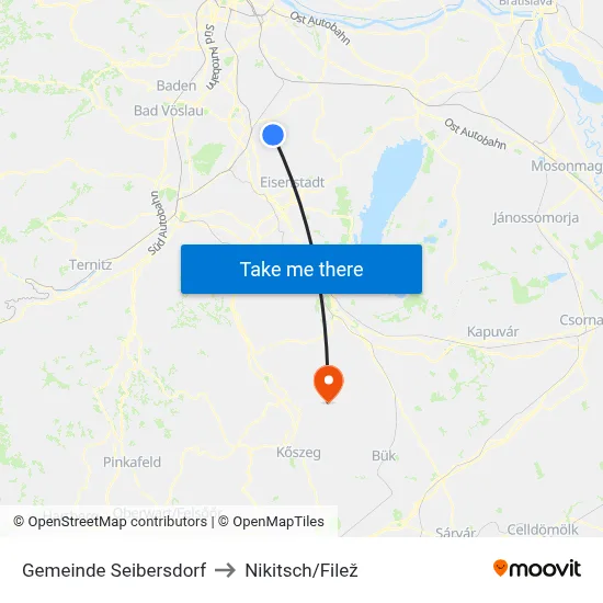 Gemeinde Seibersdorf to Nikitsch/Filež map