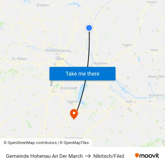 Gemeinde Hohenau An Der March to Nikitsch/Filež map
