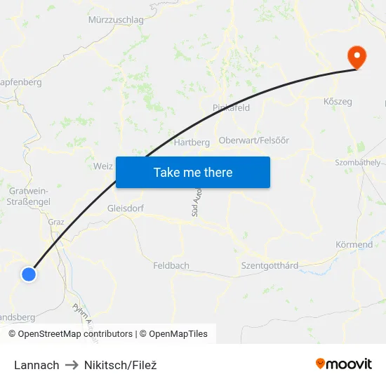 Lannach to Nikitsch/Filež map