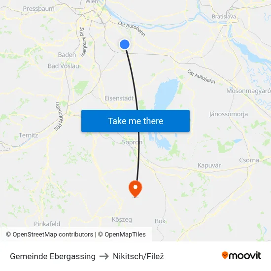 Gemeinde Ebergassing to Nikitsch/Filež map