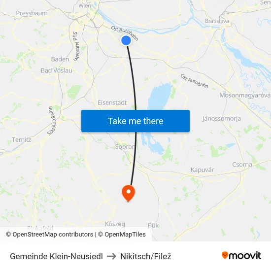 Gemeinde Klein-Neusiedl to Nikitsch/Filež map