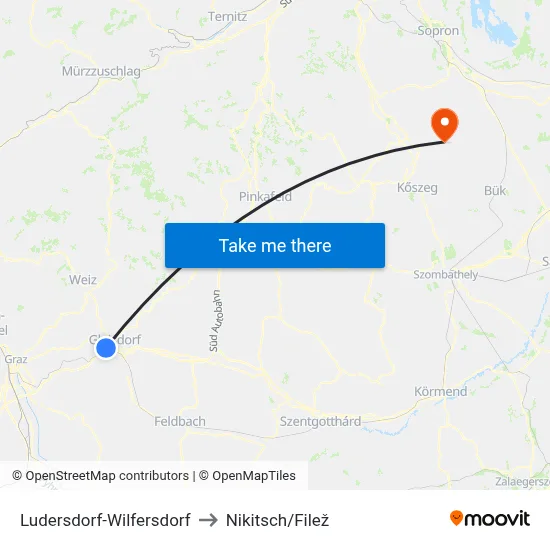 Ludersdorf-Wilfersdorf to Nikitsch/Filež map
