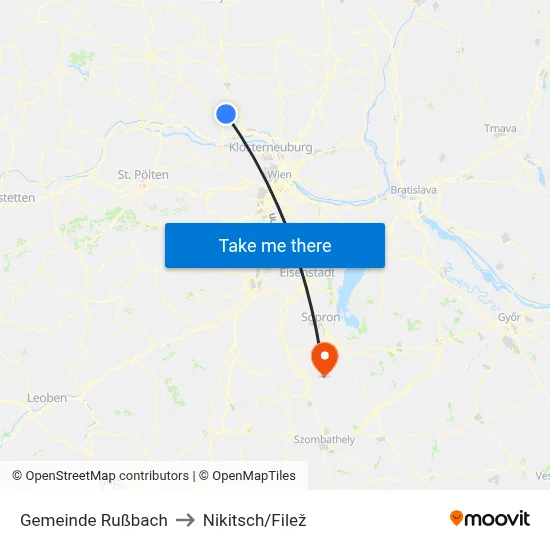 Gemeinde Rußbach to Nikitsch/Filež map