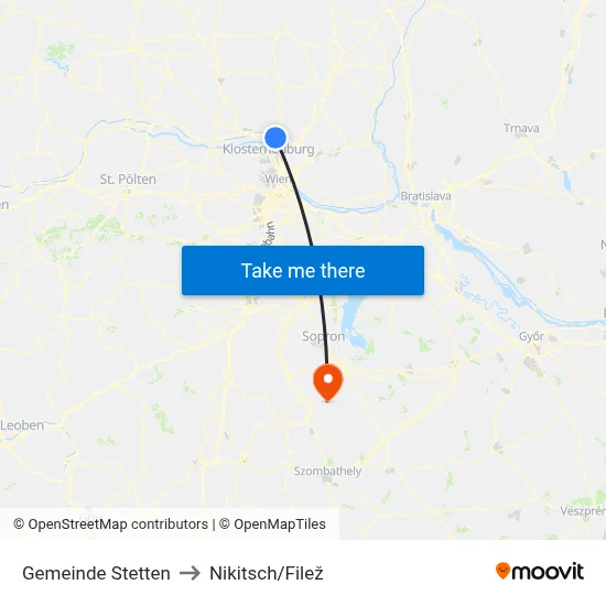Gemeinde Stetten to Nikitsch/Filež map