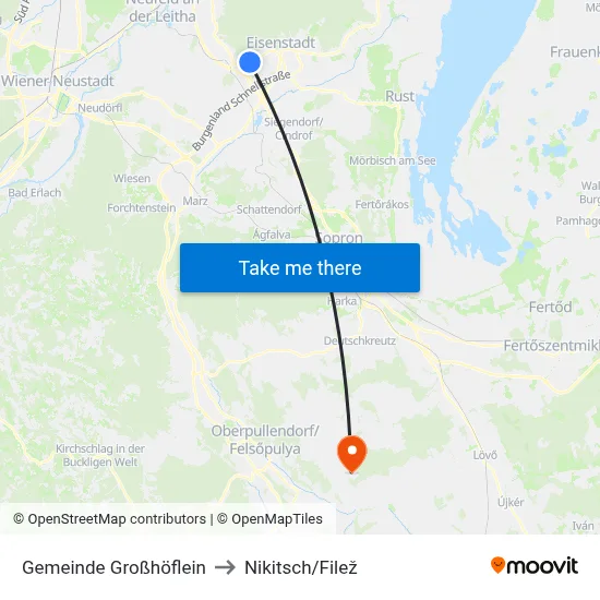 Gemeinde Großhöflein to Nikitsch/Filež map