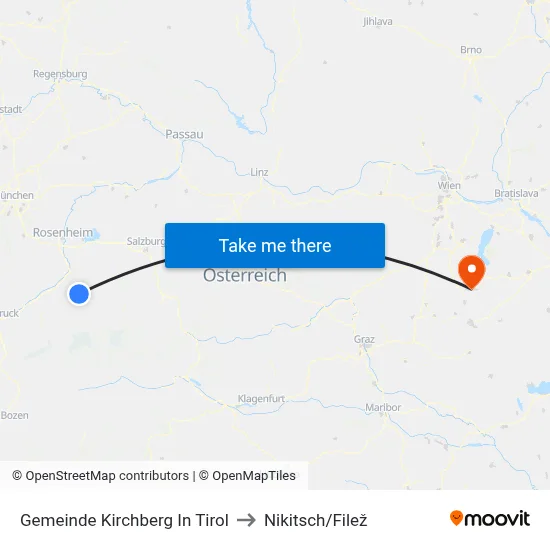 Gemeinde Kirchberg In Tirol to Nikitsch/Filež map