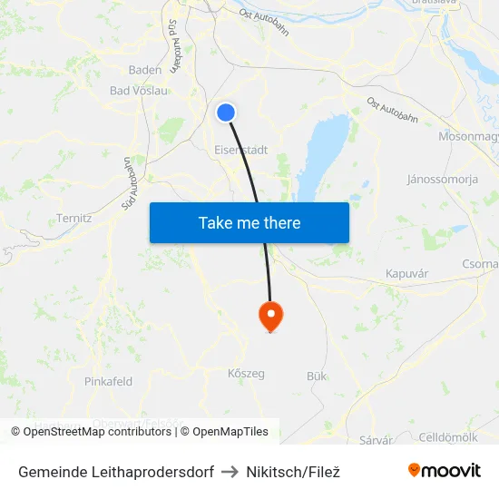 Gemeinde Leithaprodersdorf to Nikitsch/Filež map
