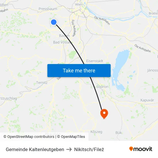 Gemeinde Kaltenleutgeben to Nikitsch/Filež map