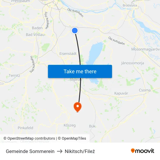Gemeinde Sommerein to Nikitsch/Filež map