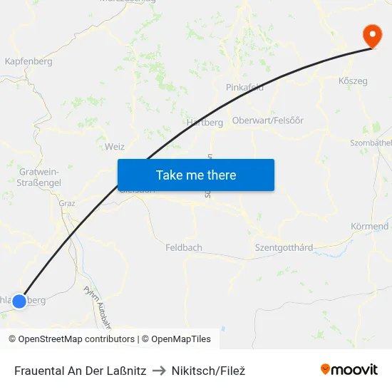 Frauental An Der Laßnitz to Nikitsch/Filež map