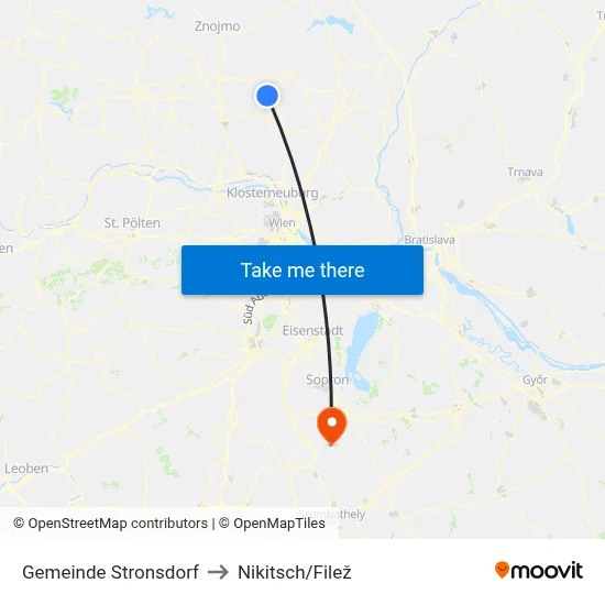 Gemeinde Stronsdorf to Nikitsch/Filež map