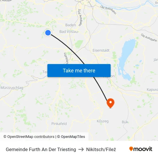 Gemeinde Furth An Der Triesting to Nikitsch/Filež map