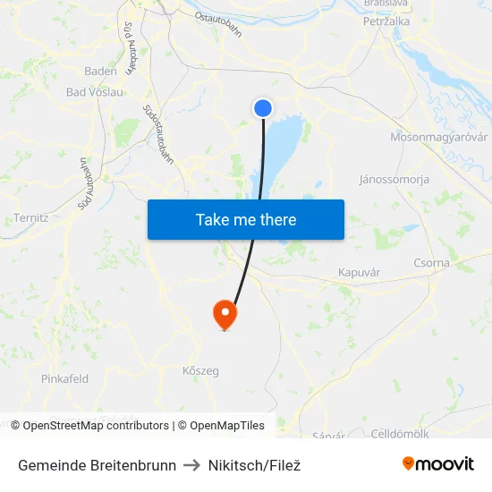 Gemeinde Breitenbrunn to Nikitsch/Filež map