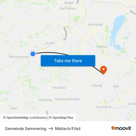 Gemeinde Semmering to Nikitsch/Filež map