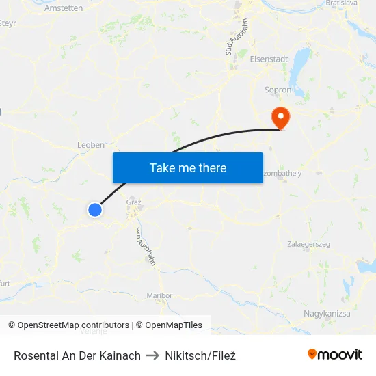 Rosental An Der Kainach to Nikitsch/Filež map