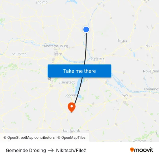 Gemeinde Drösing to Nikitsch/Filež map