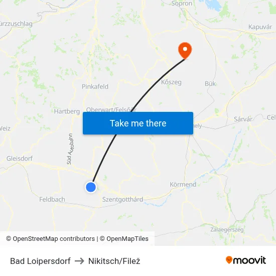 Bad Loipersdorf to Nikitsch/Filež map