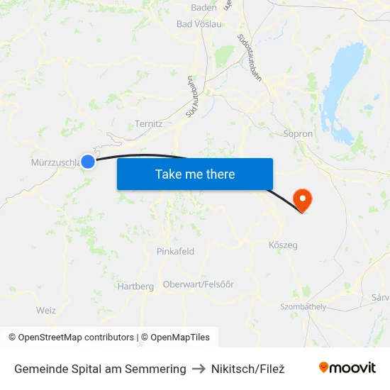 Gemeinde Spital am Semmering to Nikitsch/Filež map