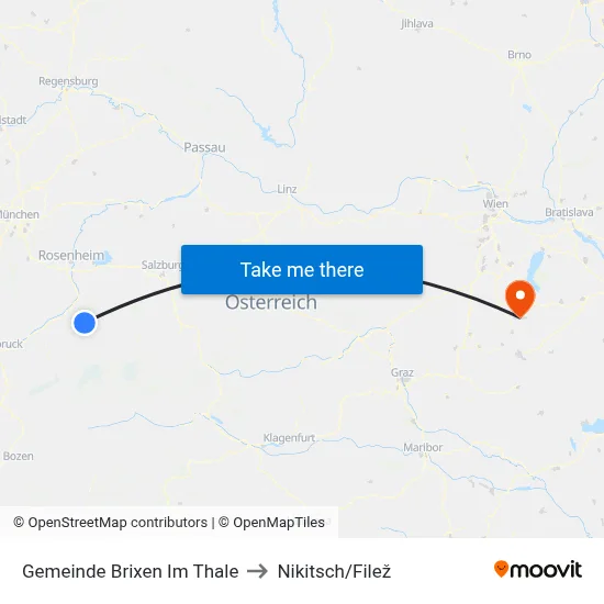 Gemeinde Brixen Im Thale to Nikitsch/Filež map