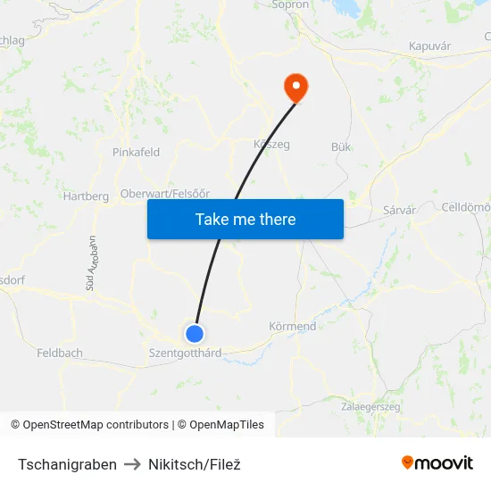 Tschanigraben to Nikitsch/Filež map