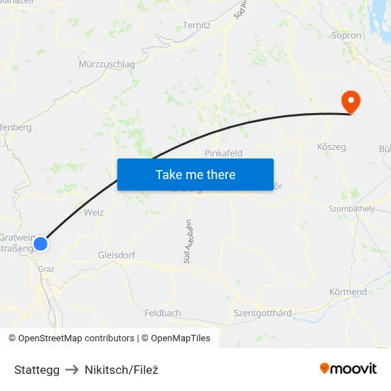 Stattegg to Nikitsch/Filež map