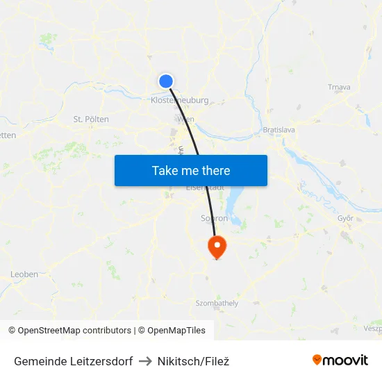 Gemeinde Leitzersdorf to Nikitsch/Filež map