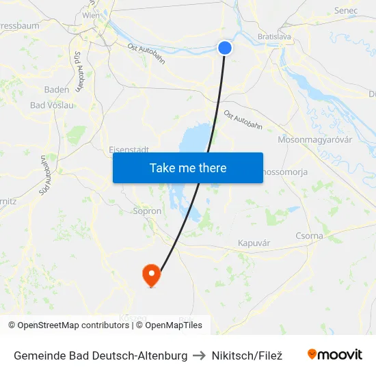 Gemeinde Bad Deutsch-Altenburg to Nikitsch/Filež map