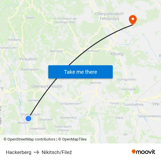 Hackerberg to Nikitsch/Filež map