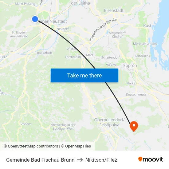 Gemeinde Bad Fischau-Brunn to Nikitsch/Filež map