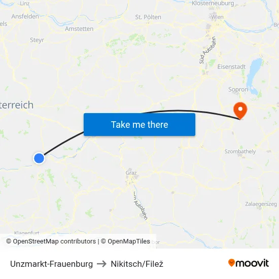 Unzmarkt-Frauenburg to Nikitsch/Filež map