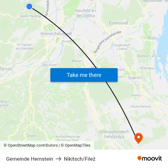 Gemeinde Hernstein to Nikitsch/Filež map